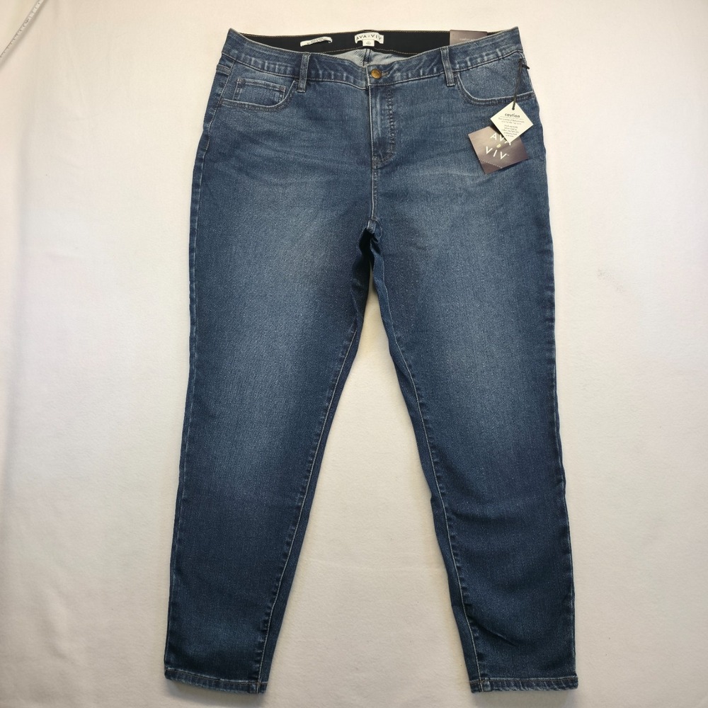 Ava & Viv Women's Mid-Rise Skinny Stretch Denim Blue Jeans Size 20 (38X29) NWT